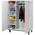 I.D. Systems 67'' Tall Fashion Grey Closed Shelf / Coat Storage Cart with Locking Doors 80187F67010 538187F67010
